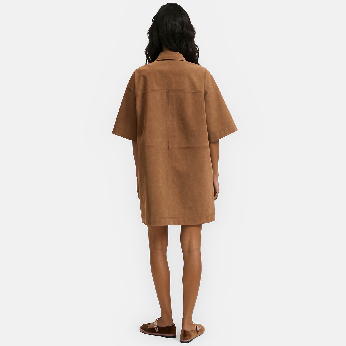 Signatures Sara Loose Fit Faux Suede Mini Dress brown, LA REDOUTE COLLECTIONS