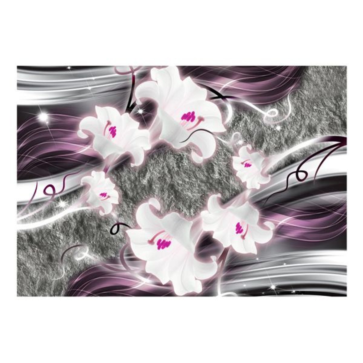 Papier peint intissé panoramique Fleurs Dance of charmed lilies violet, EDEN