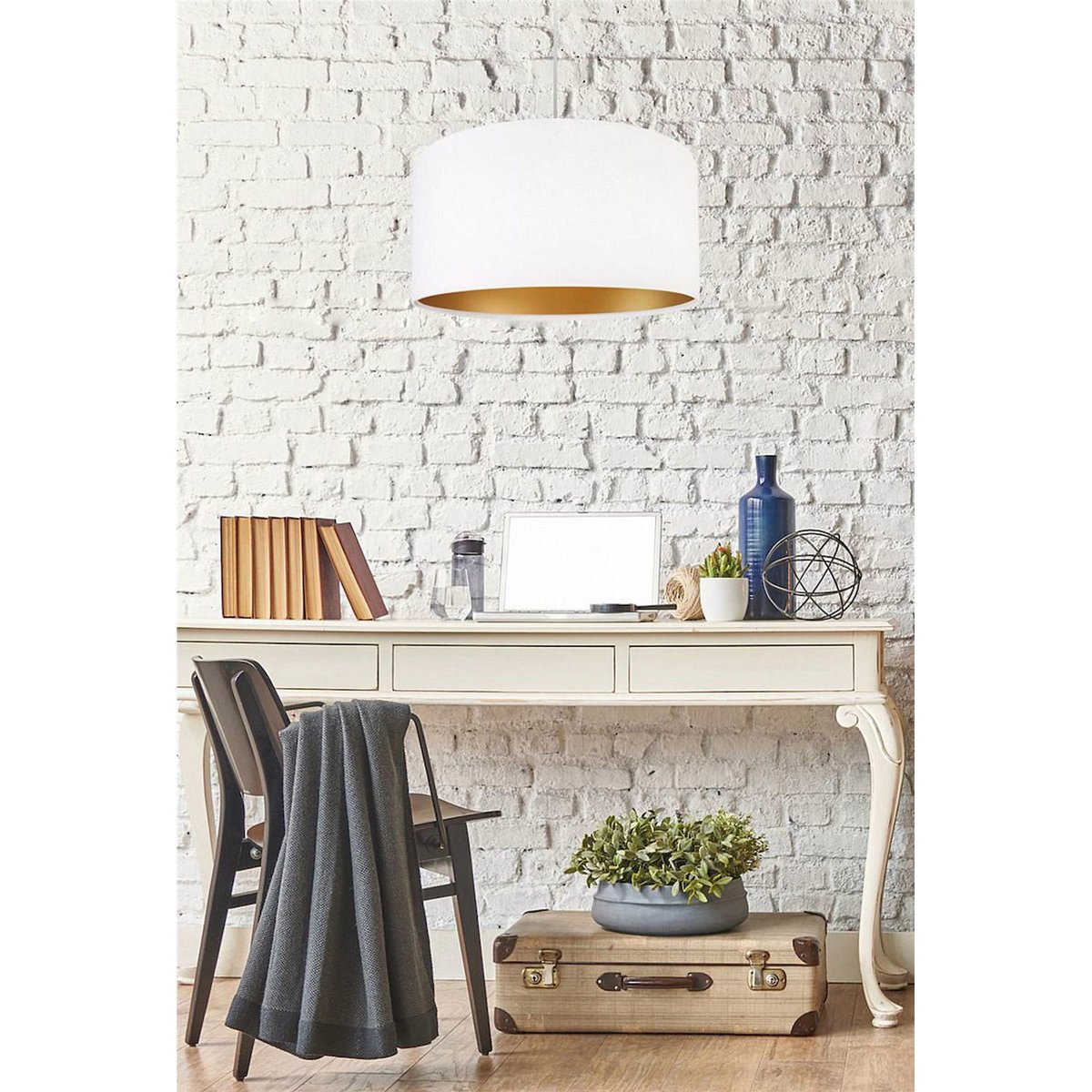 Suspension en tissu, LILY blanc, or, BPS KONCEPT