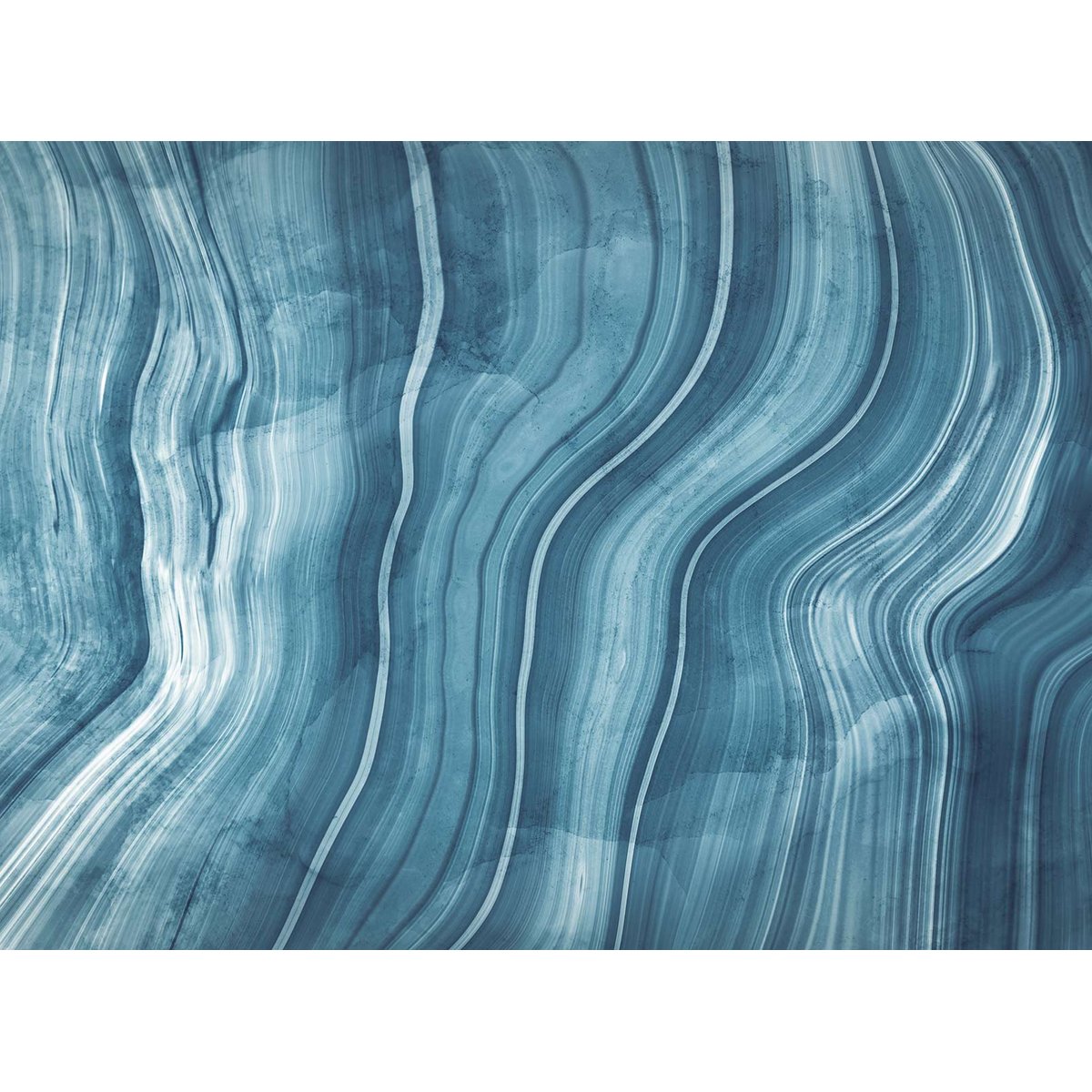 Papier peint marbre ondulé bleu contemporain bleu, HEXOA