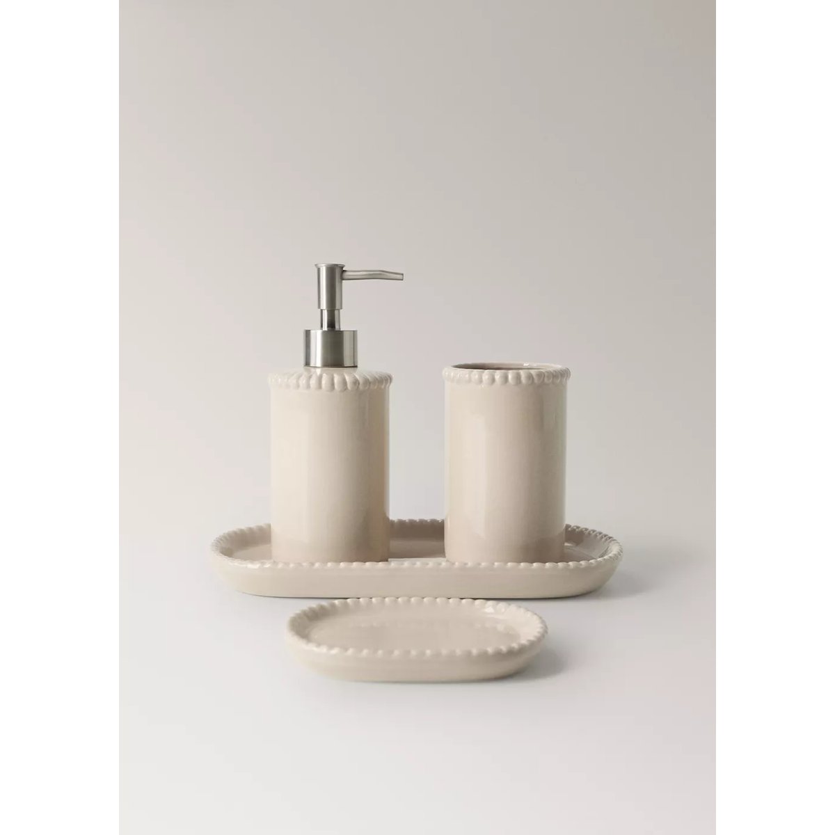 Distributeur en faïence aspect laqué beige, MANGO HOME