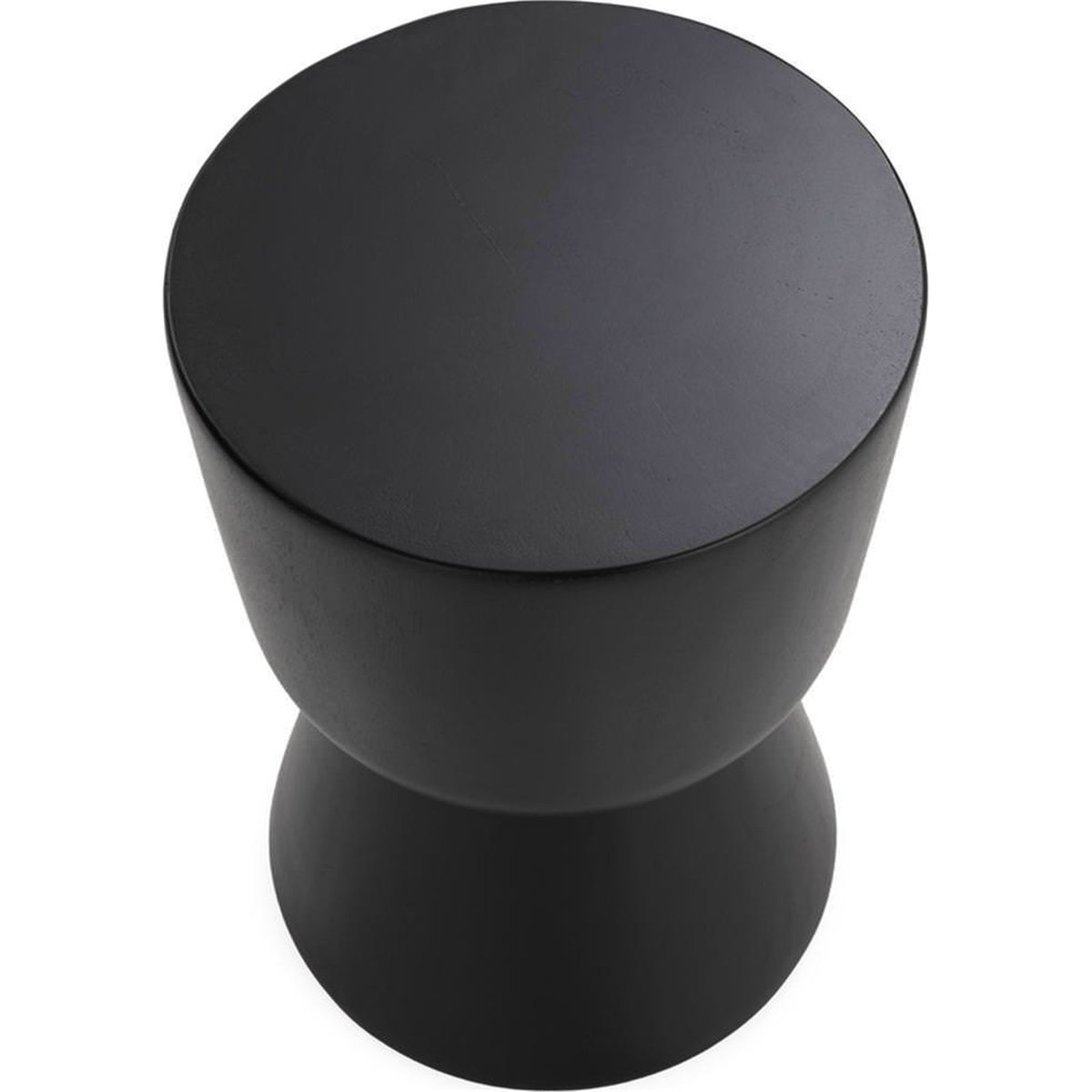 Tabouret rond en bois de suar massif noir, RECOLLECTION