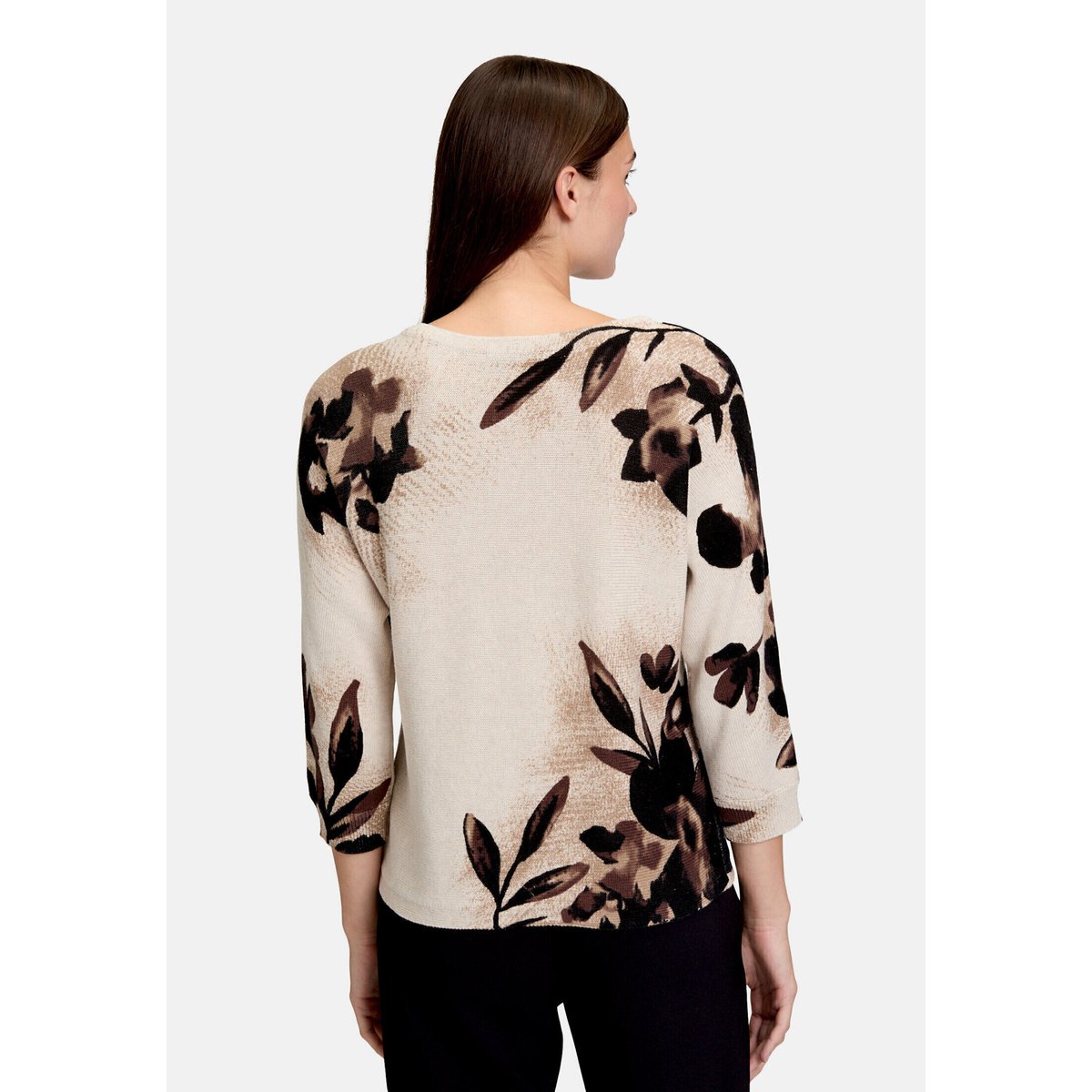 Pull-over en maille à manches chauve-souris beige/marron, BETTY BARCLAY
