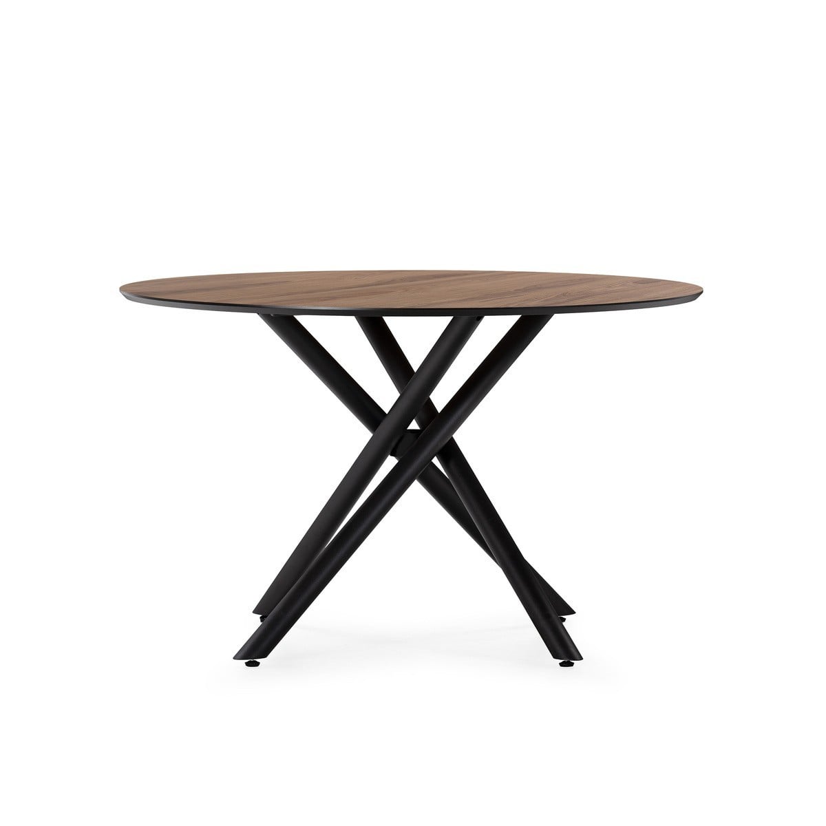 Table à manger ronde et pieds en métal - MAYA bois foncé, CALICOSY