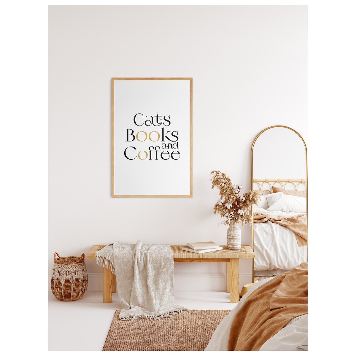 Affiche Cats Book and Coffee blanc, L'AFFICHERIE