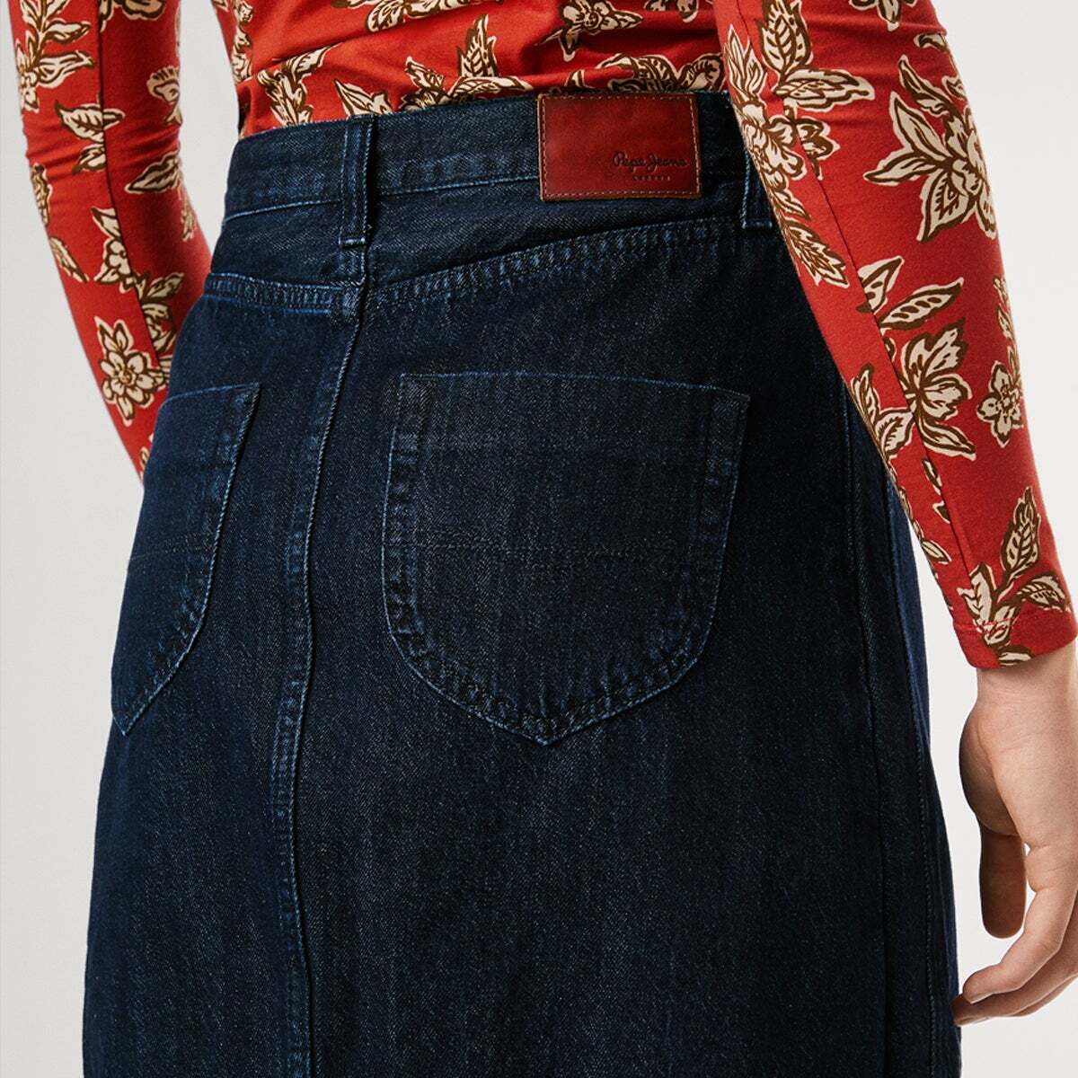 Jupe Courte En Denim Délavage Bleu 11oz rigid rinse denim, PEPE JEANS