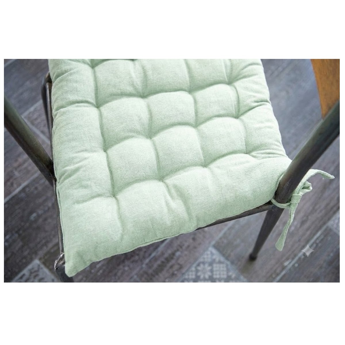 Assise de chaise matelassée en coton Kalas menthe, EDEN