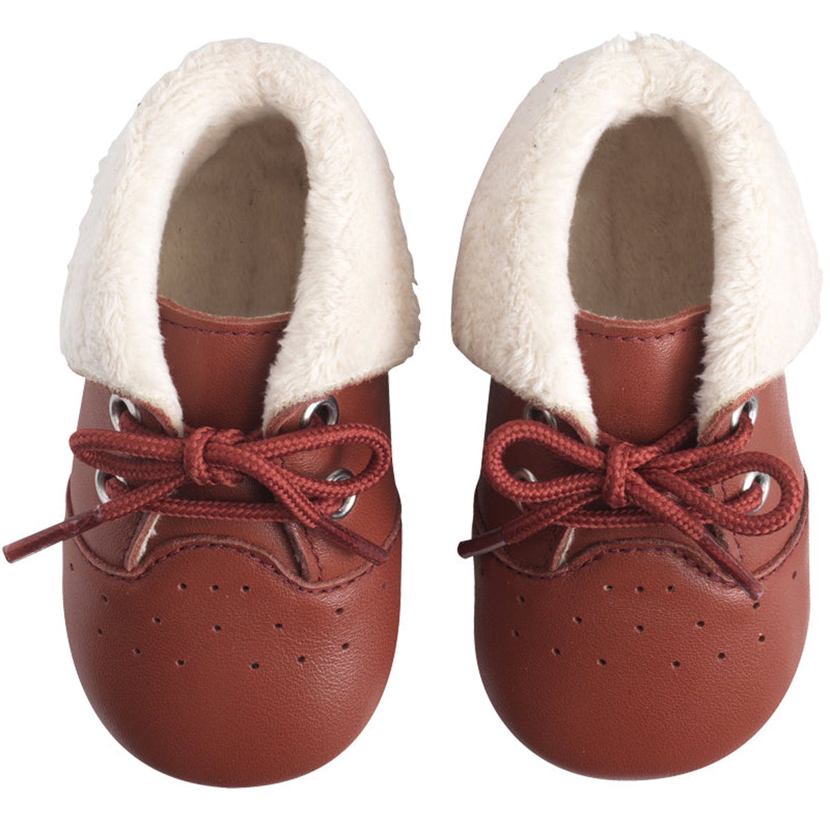 Chaussures bébé cuir souple fourrées Tichoo marron, TICHOUPS