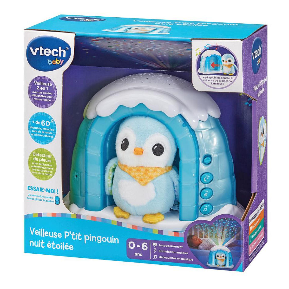 Veilleuse p'tit pingouin nuit etoilee bleu, VTECH