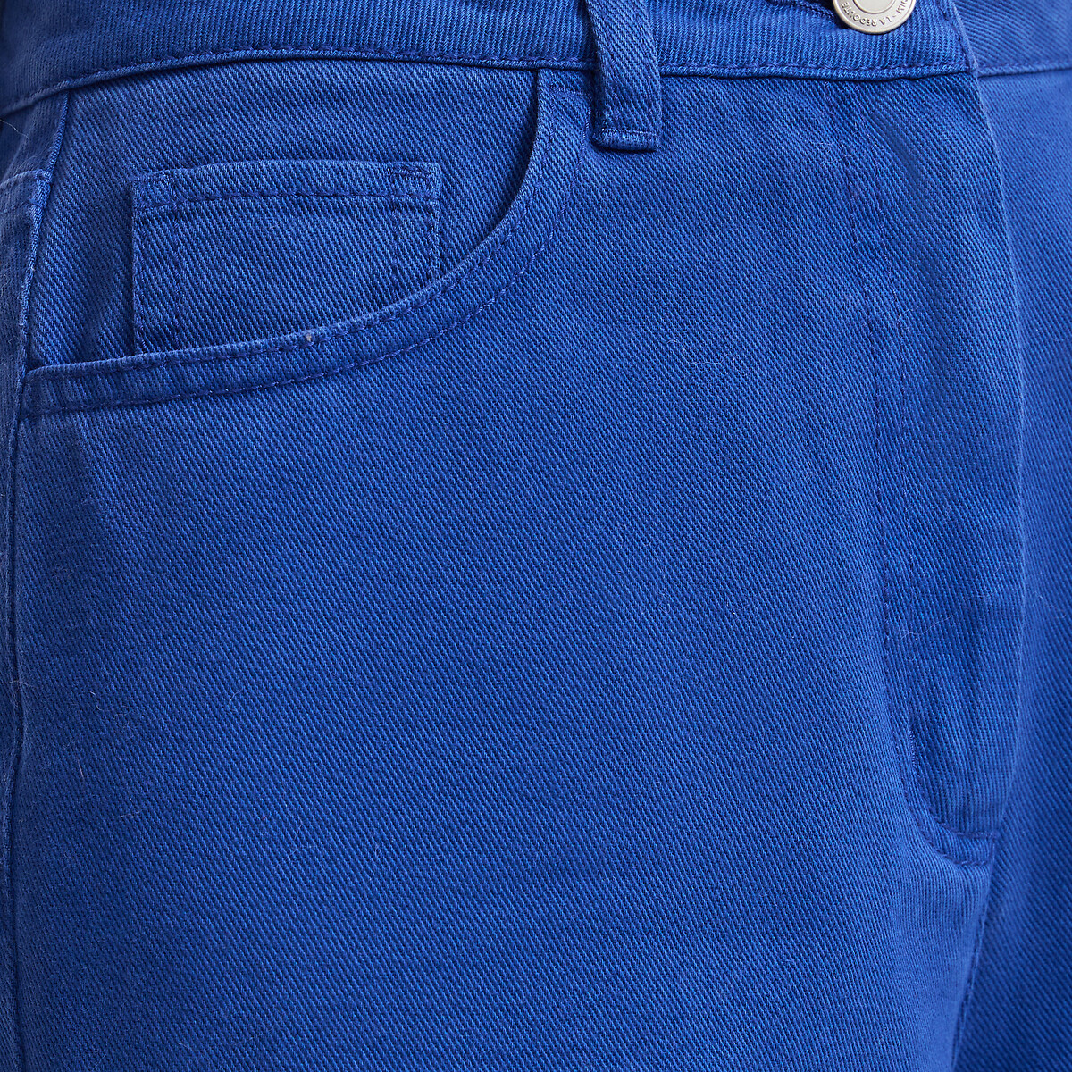 Pantalon large taille haute en twill de coton bleu électrique, LA REDOUTE COLLECTIONS