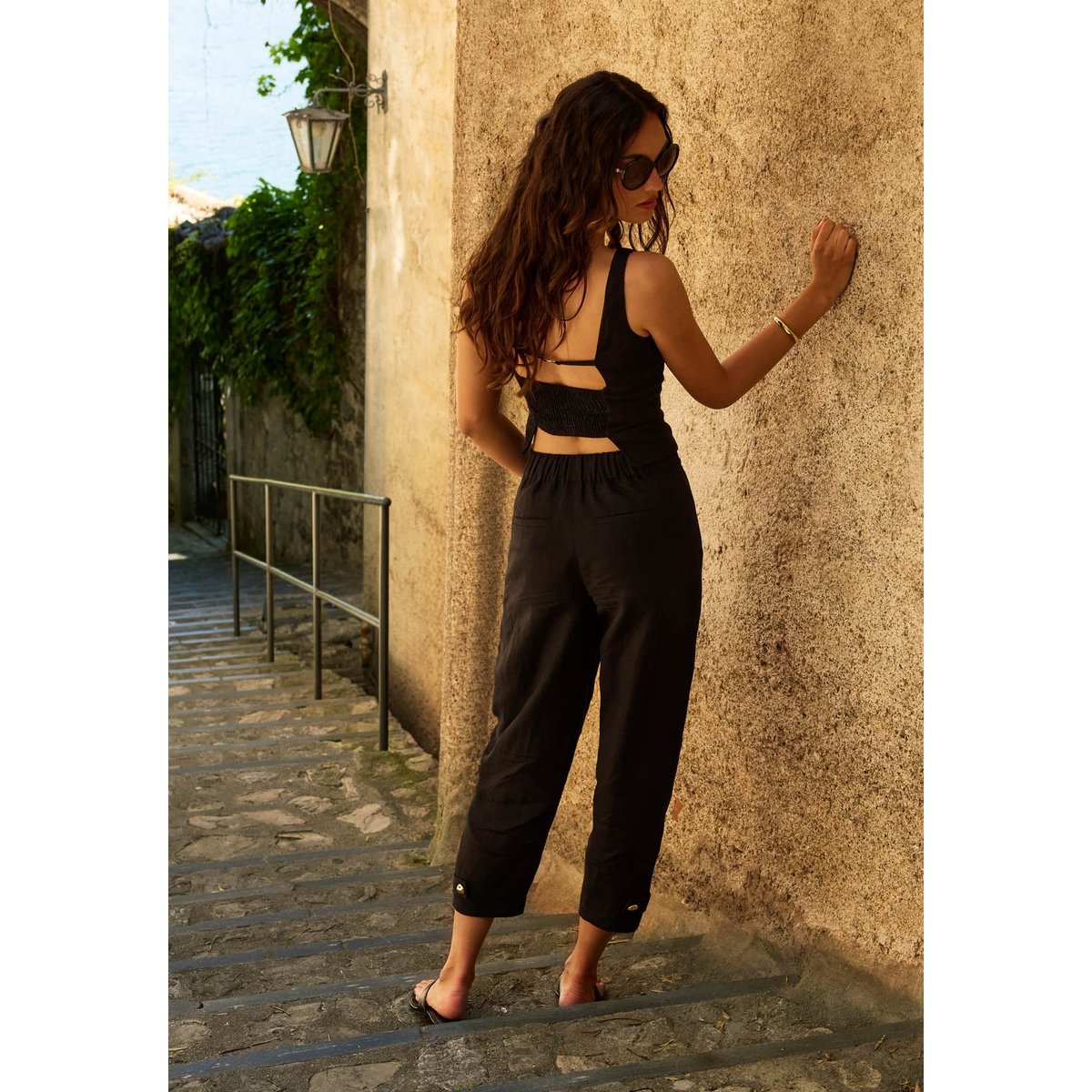 Pantalon En Lin noir, GUESS