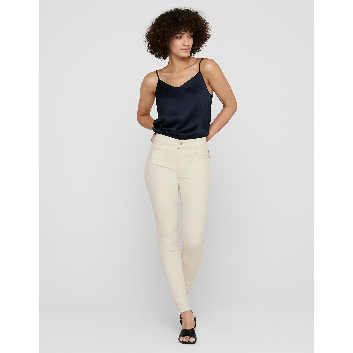Jeans slim, fondo con frange ecru , ONLY