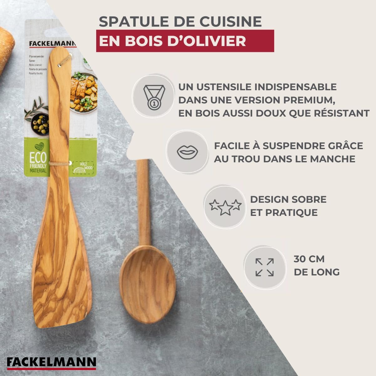 Ensemble de 2 Spatules de cuisine ÉDITION BOIS D'OLIVIER bois brun, FACKELMANN