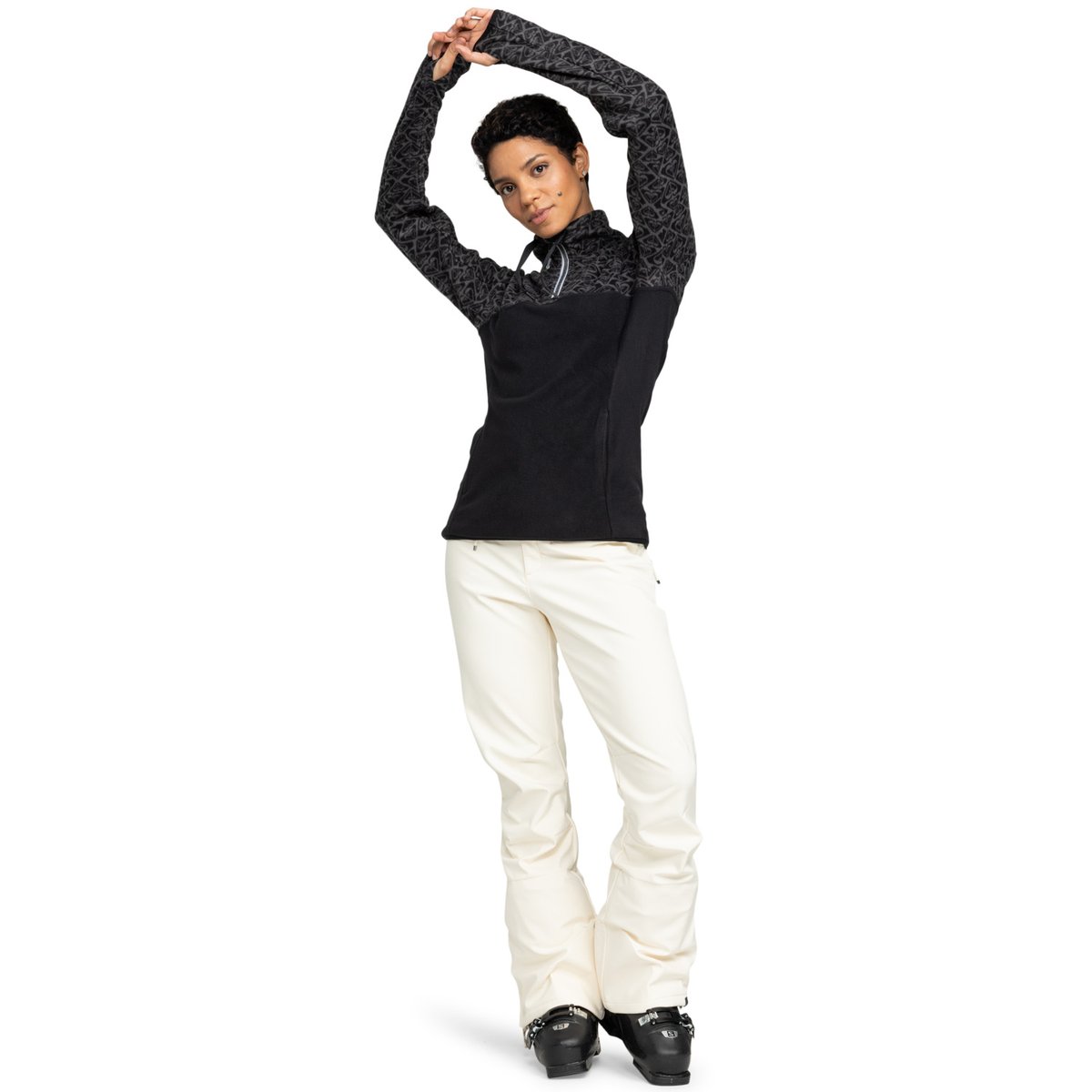 Couche intermédiaire technique SAYNA HALF ZIP. noir true black roxygram tonal, ROXY