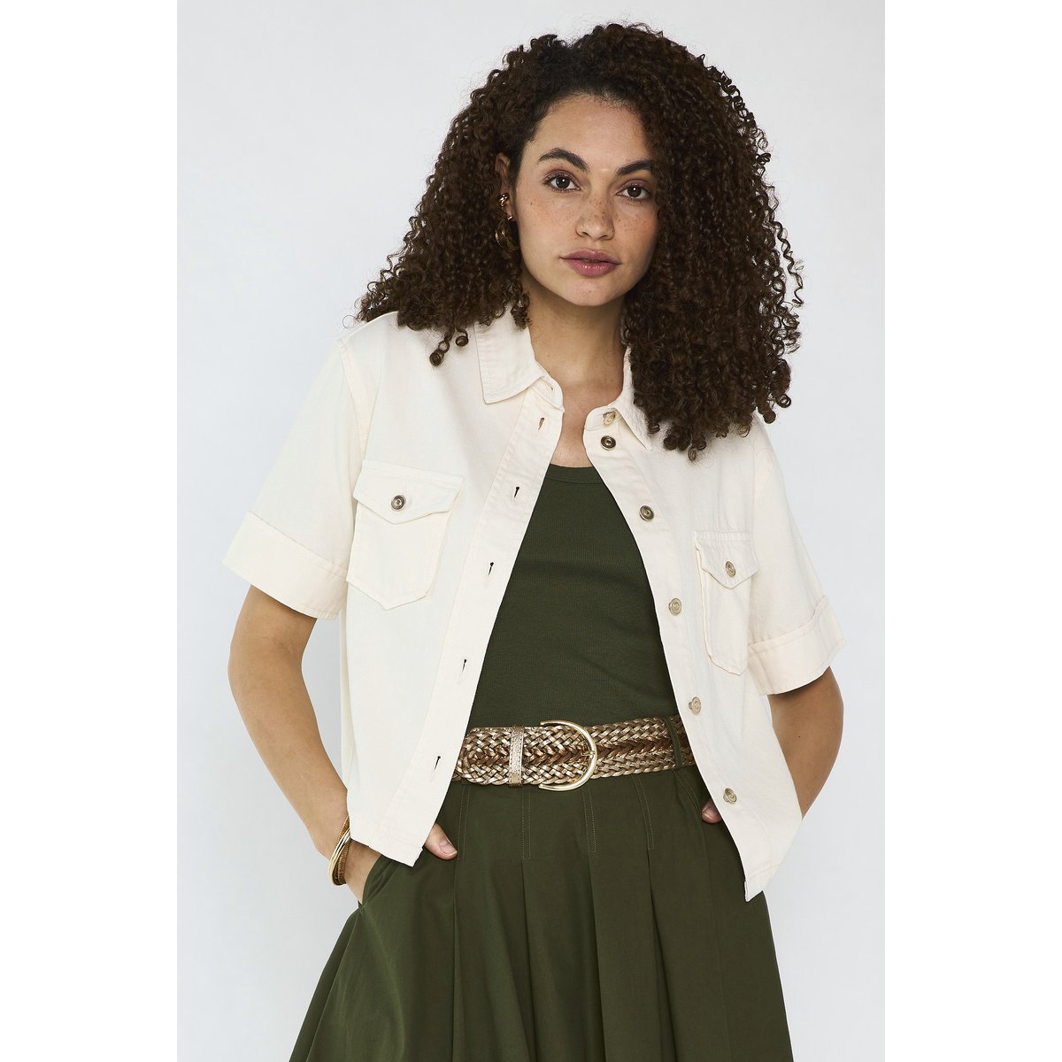 Chemise en jean à manches courtes DIEGO creme, Maison 123