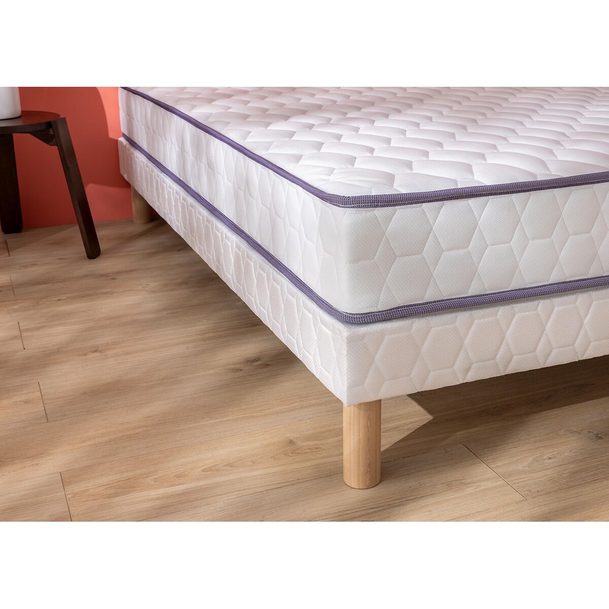 Conjunto de colchão, base, edredão e almofada branco, MERINOS