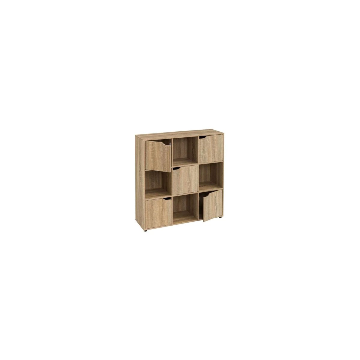 Étagère Basse en Bois MDF 9 Casiers 5 Portes Façon Console bois, WADIGA