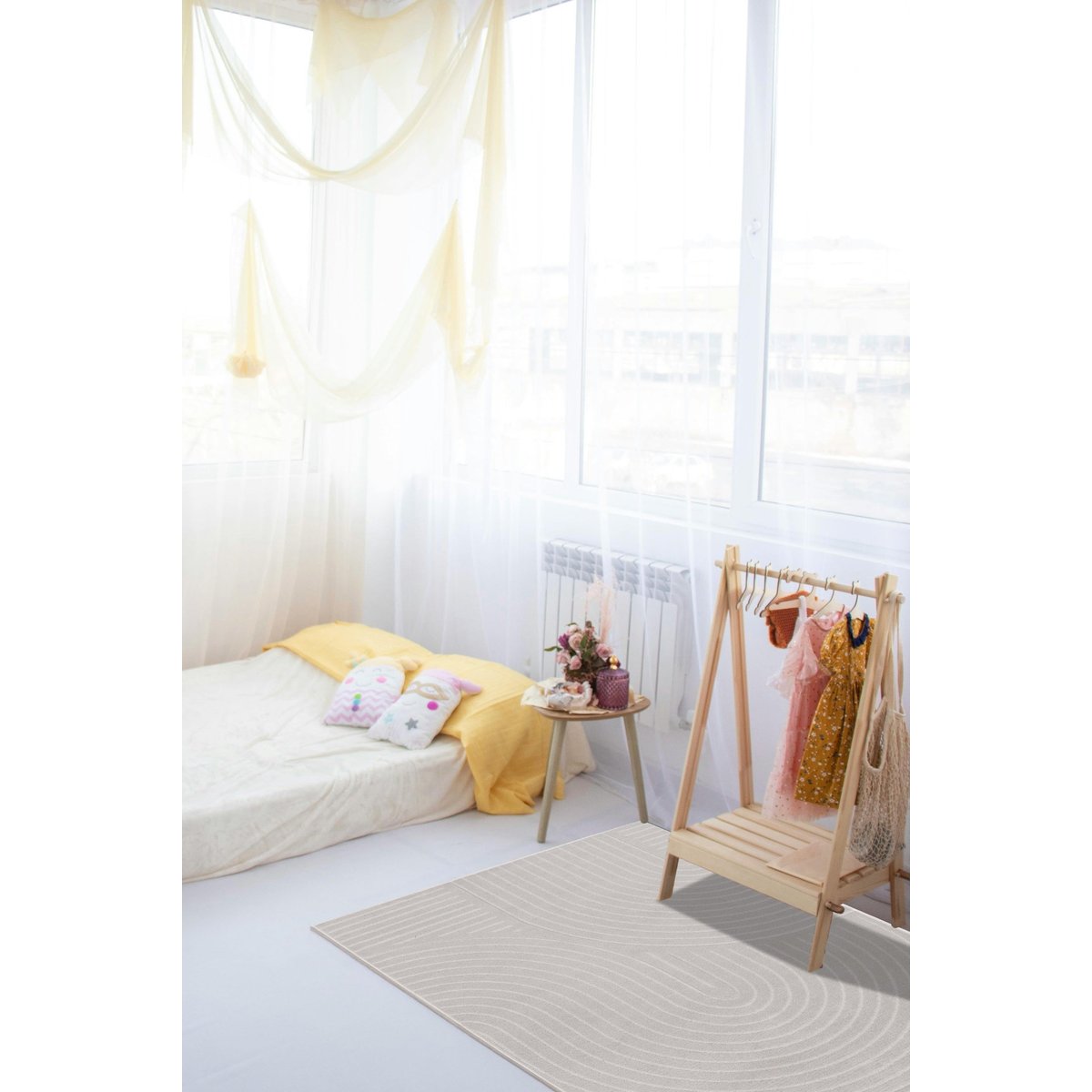 Tapis super doux très graphique VOLUTE gris minéral, AFK LIVING