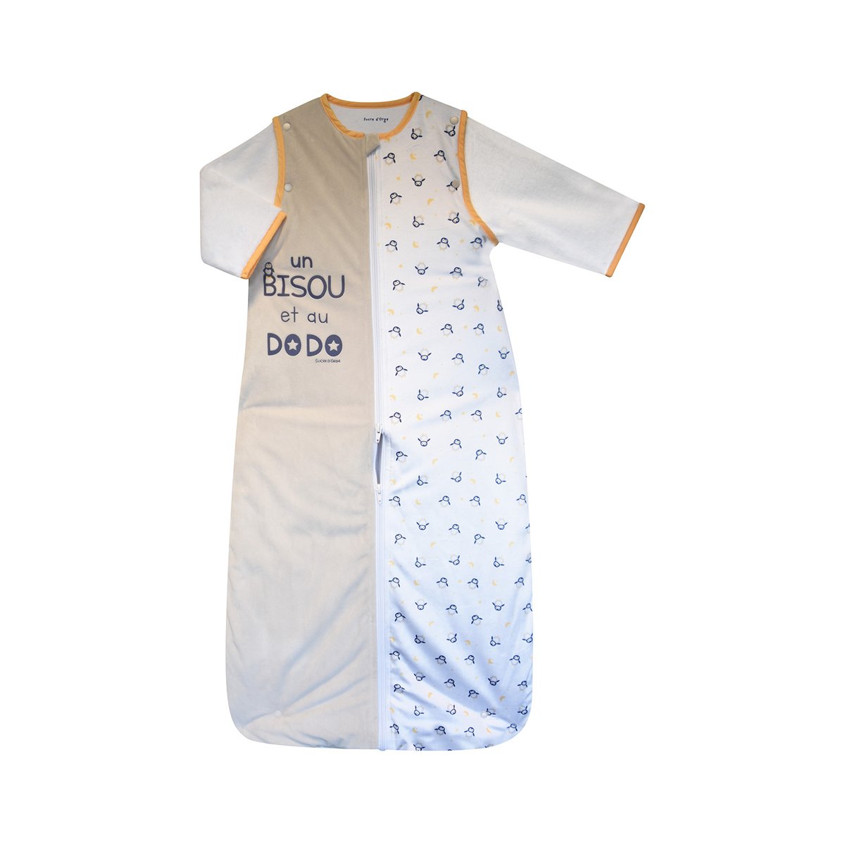 Gigoteuse 6/36m isao velours doux manches amovibles securite auto gris, SUCRE D'ORGE