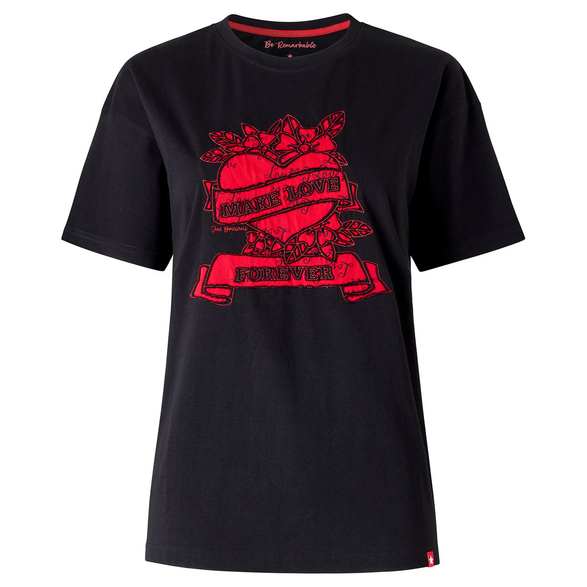 T-Shirt à Manches Courtes Brodé Love Forever noir, JOE BROWNS