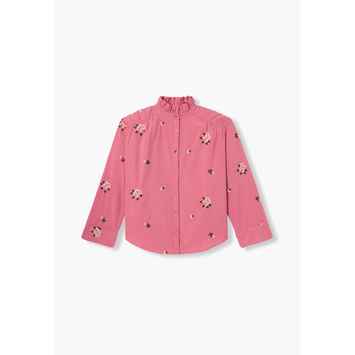 Chemise brodée col Victorien rose, PROMOD