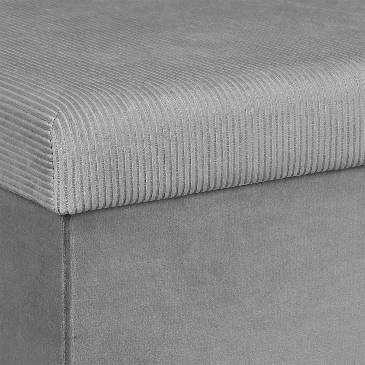 Coffre banc pliable design velours Giulia gris, EDEN