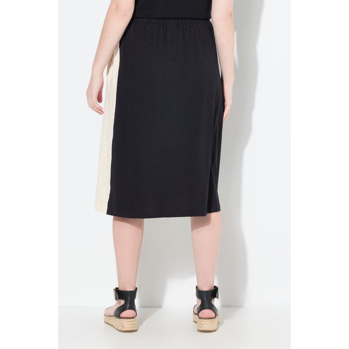 Jupe midi, ourlet asymétrique, poches noir, ULLA POPKEN