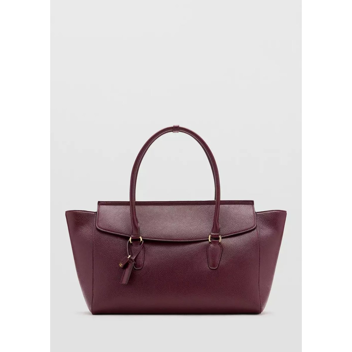 Sac City cuir synthétique avec breloque bordeaux, MANGO