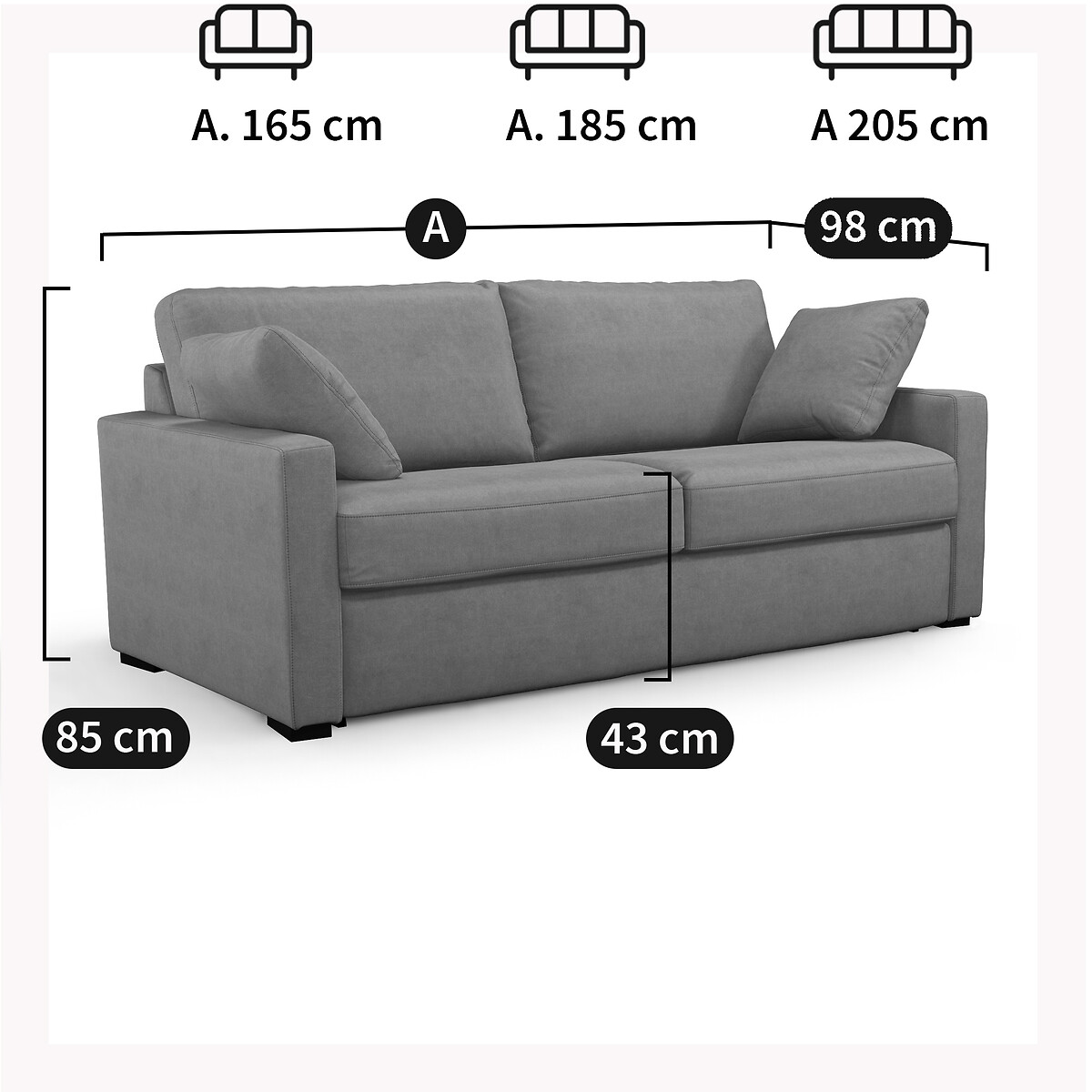 Sofá-cama texturizado mesclado, espuma premium HR, Timor caramelo, LA REDOUTE INTERIEURS