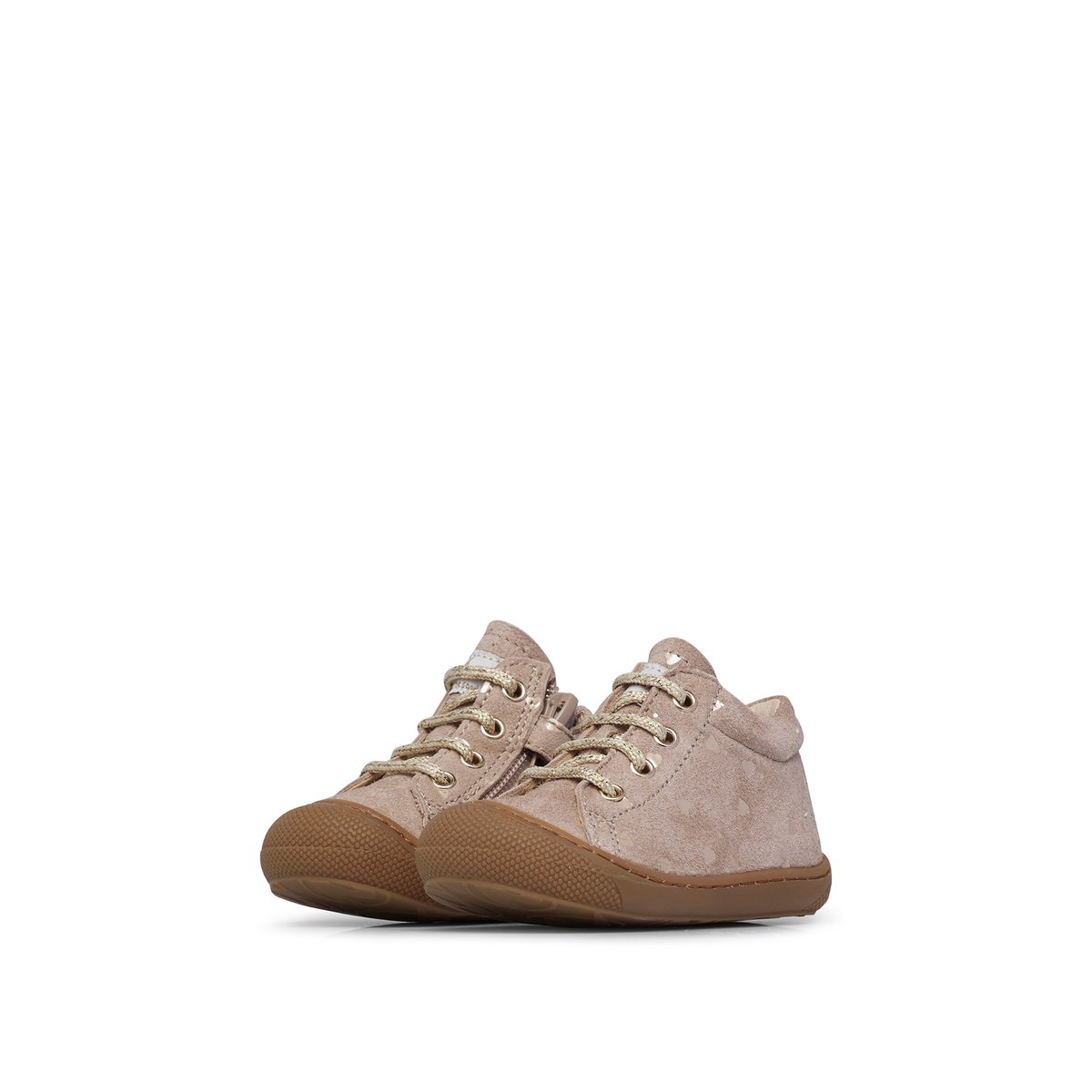 Chaussures premiers pas en suède avec fermeture éclair COCOON ZIP gris tourterelle, NATURINO