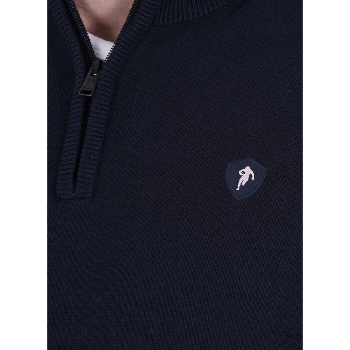 Sweat zippé en coton mélangé marine uni avec une coupe droite marine, RUCKFIELD