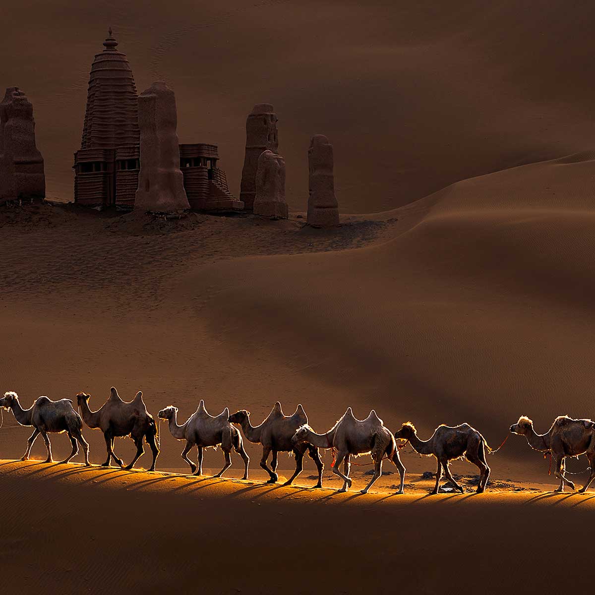 Tableau desert du Kumtag tableau alu dibond, HEXOA