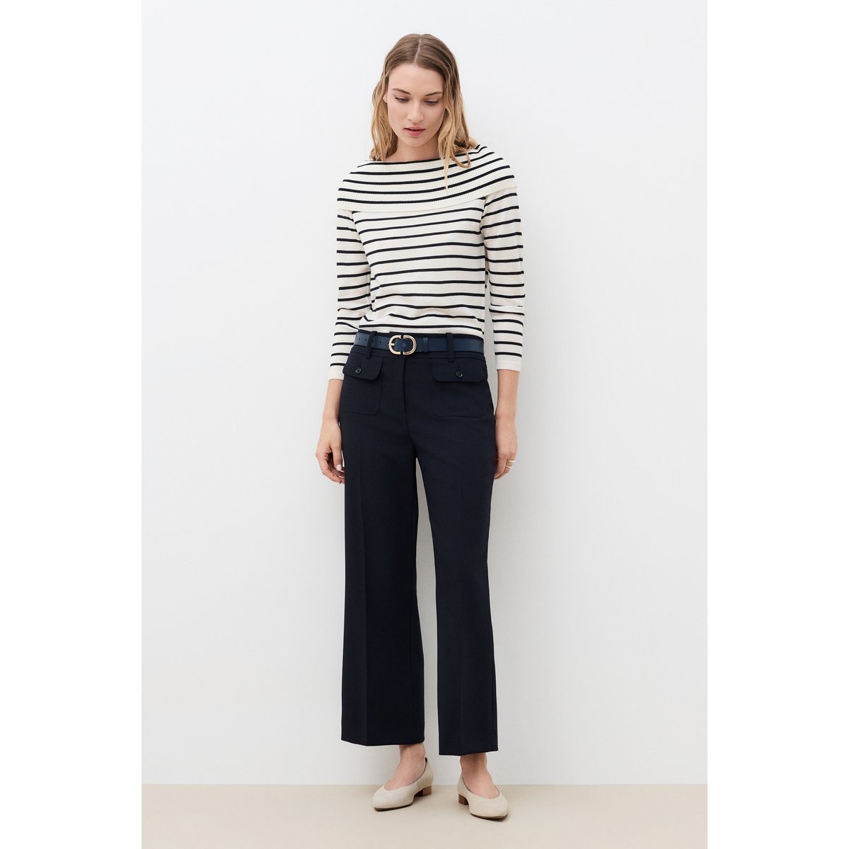 Pantalon coupe large PTHOMAS bleu marine, CAROLL