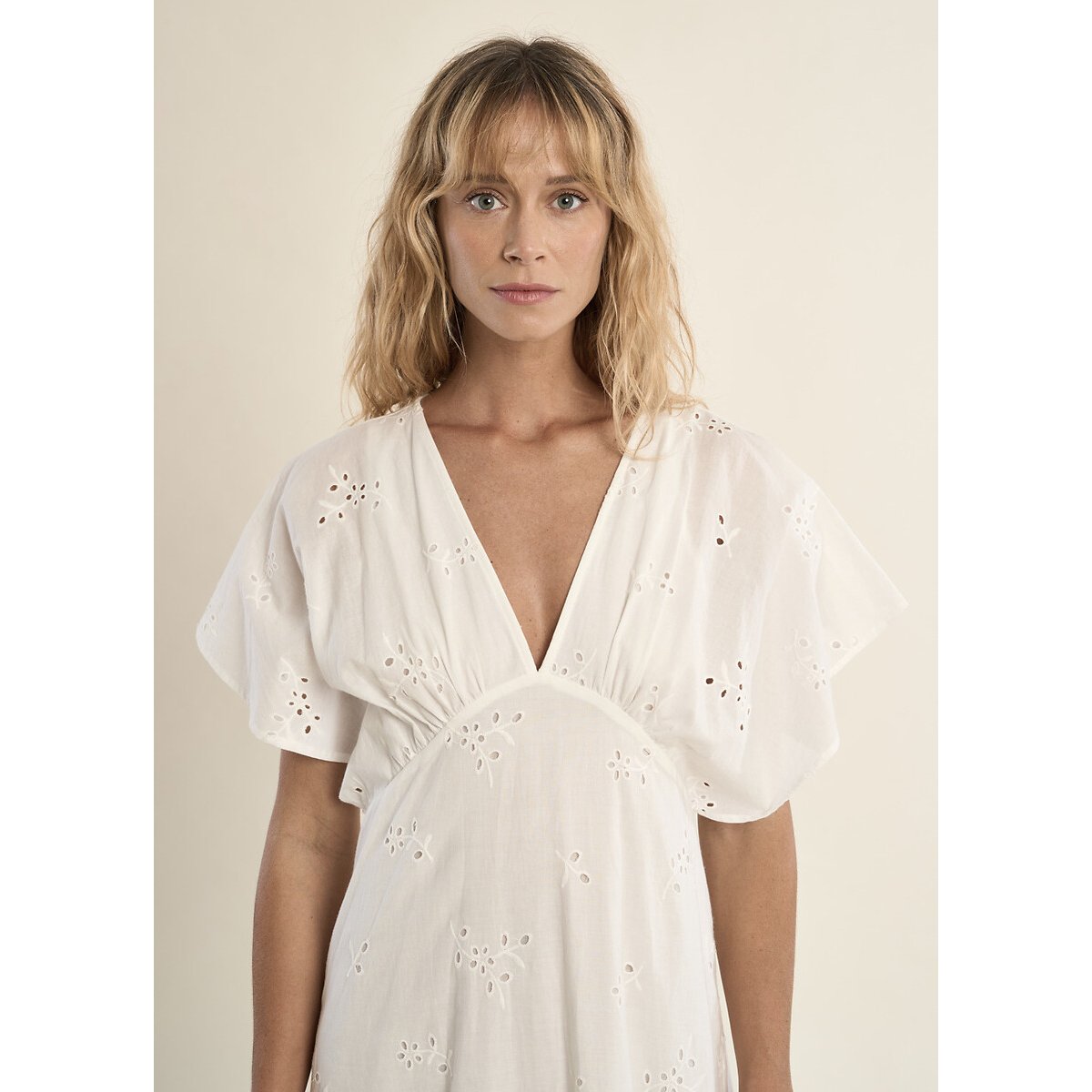 V-Neck Short Sleeve Maxi Dress white, MOLLY BRACKEN