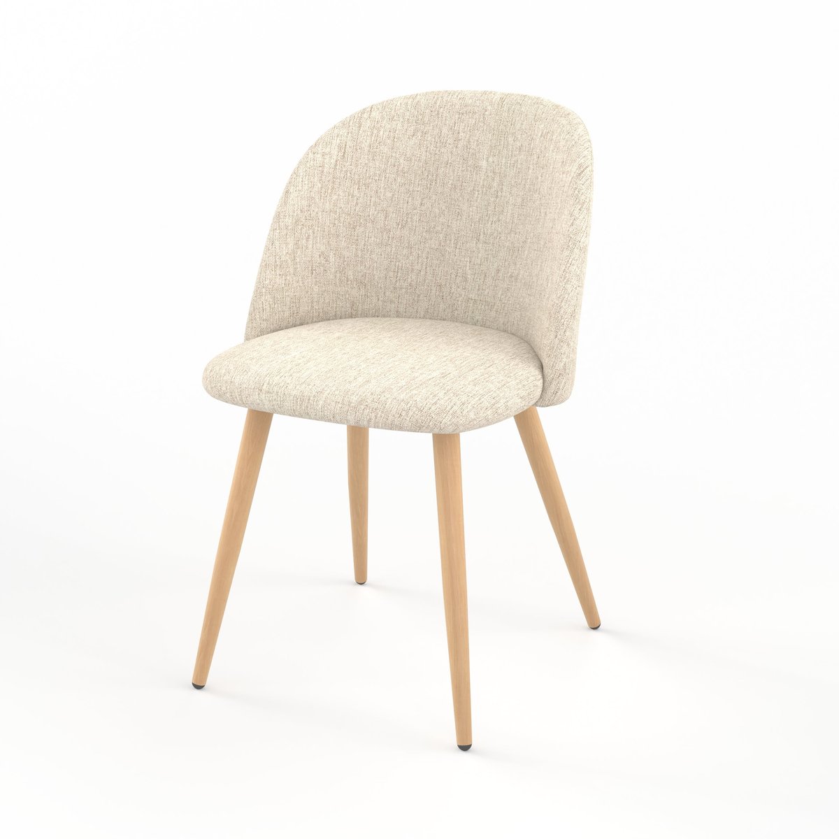 Lot de 2 chaises en tissu, pieds en métal effet bois - COZY greige, MAISON PAVANE
