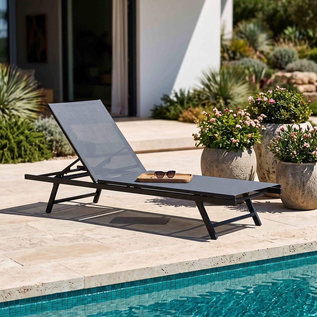 Bain de soleil pliant TAHITI gris, OVIALA