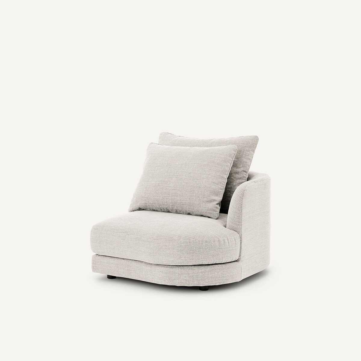 Rechtes, abgerundetes, modulares Halbsofa aus Baumwolle und Leinen, TIBERIO beige, AM.PM