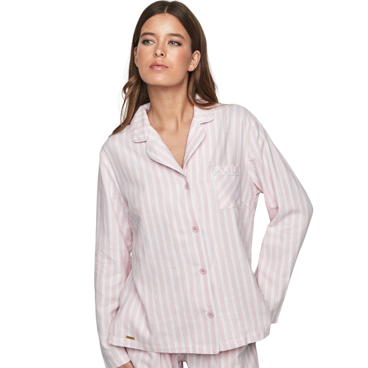 Pyjama pantalon chemise manches longues P105 OXFORD rose, SELMARK