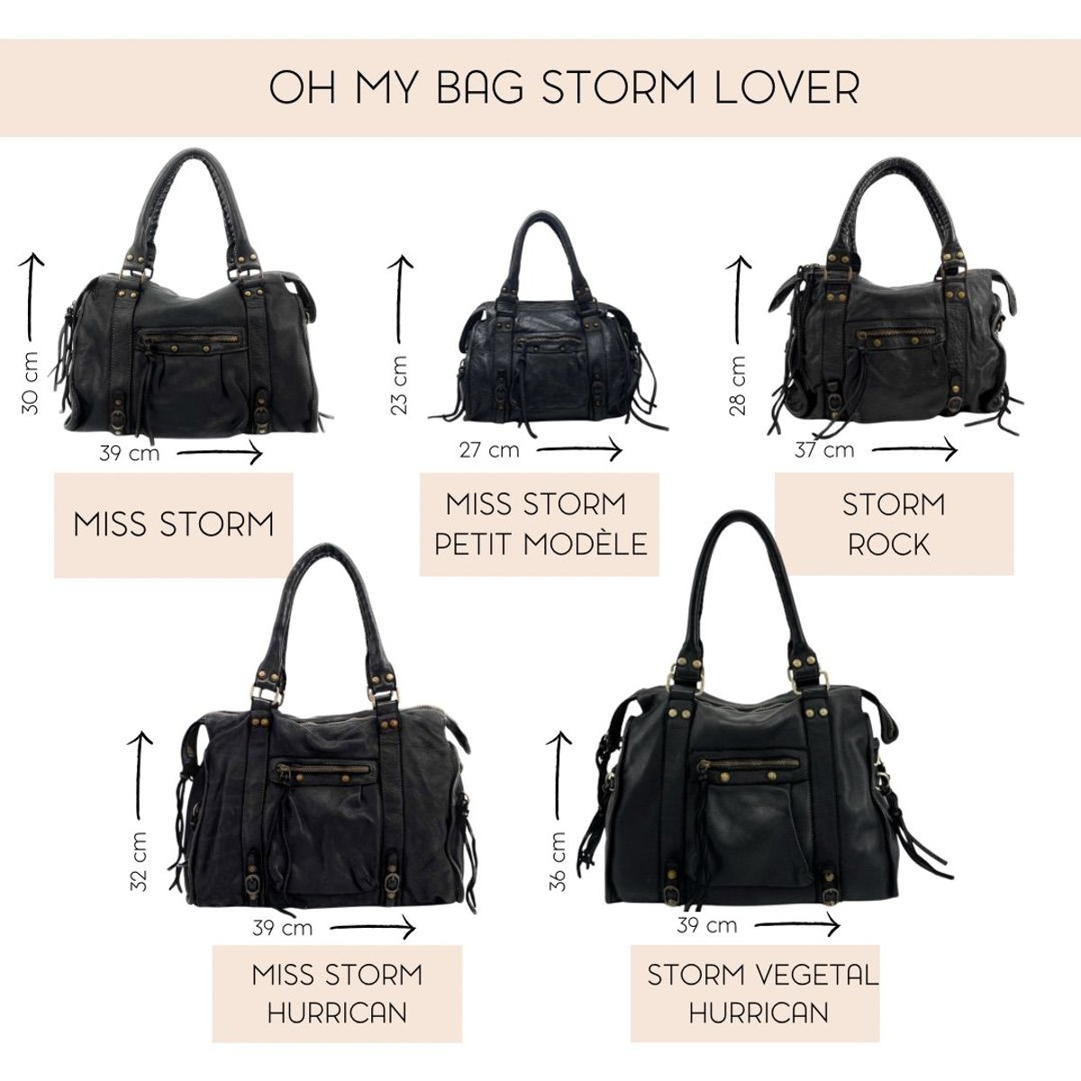 Sac à main en cuir italien MISS STORM chocolat, OH MY BAG