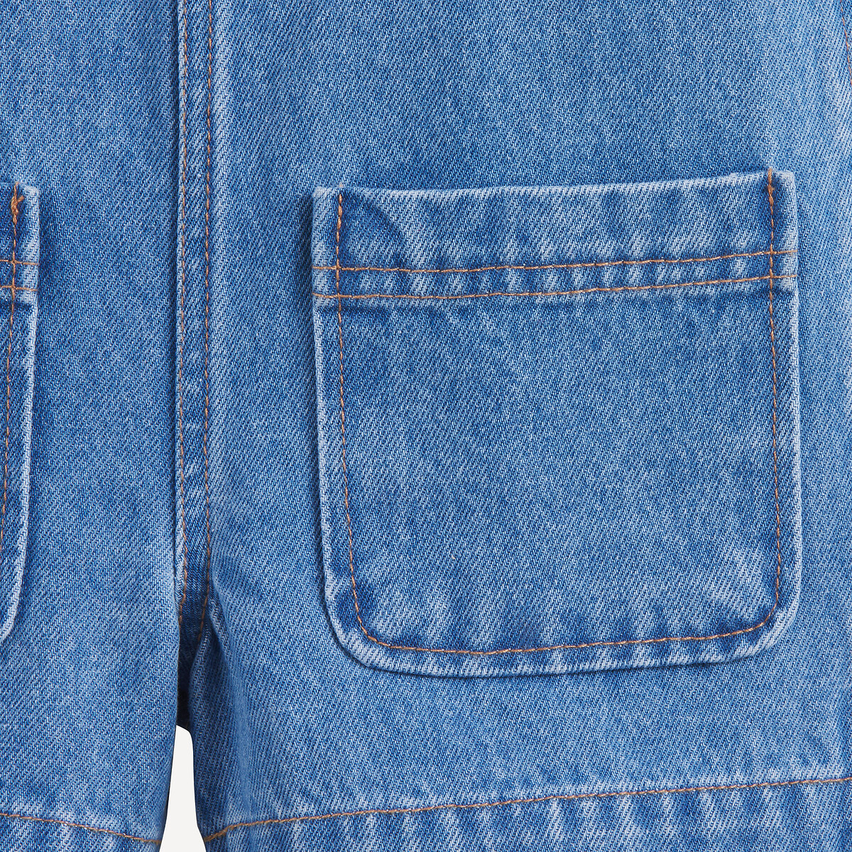 Salopette corta stile work in denim double stone, LA REDOUTE COLLECTIONS
