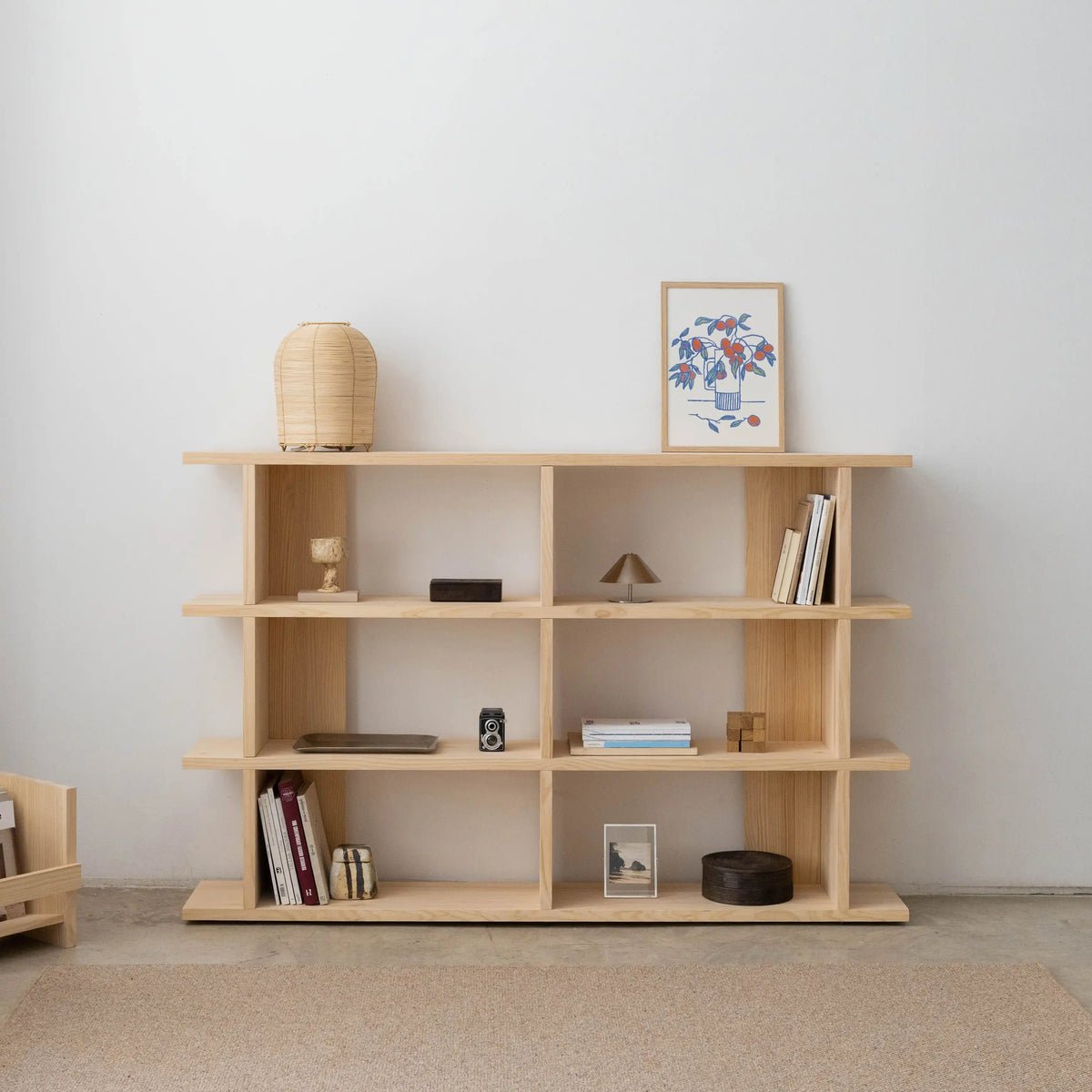 Bibliothèque en pin massif non verni MONTGÓ 2x3 bois clair, NAAN FURNITURE