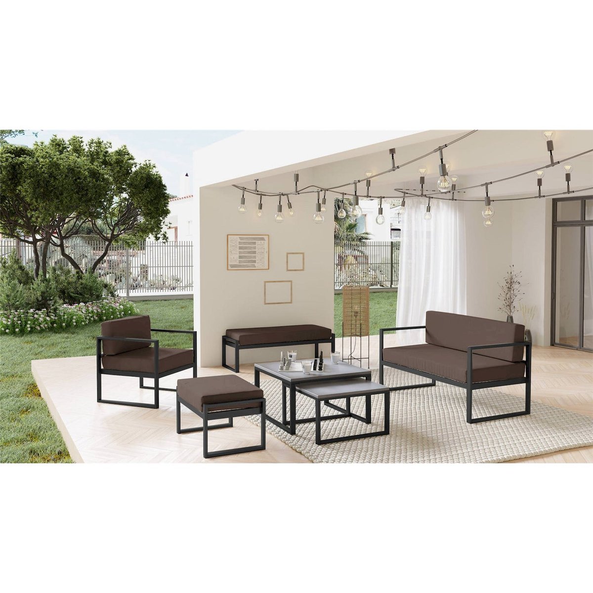 Fauteuil de jardin en tissu déperlant DYWILLY beige clair garden, RECOLLECTION