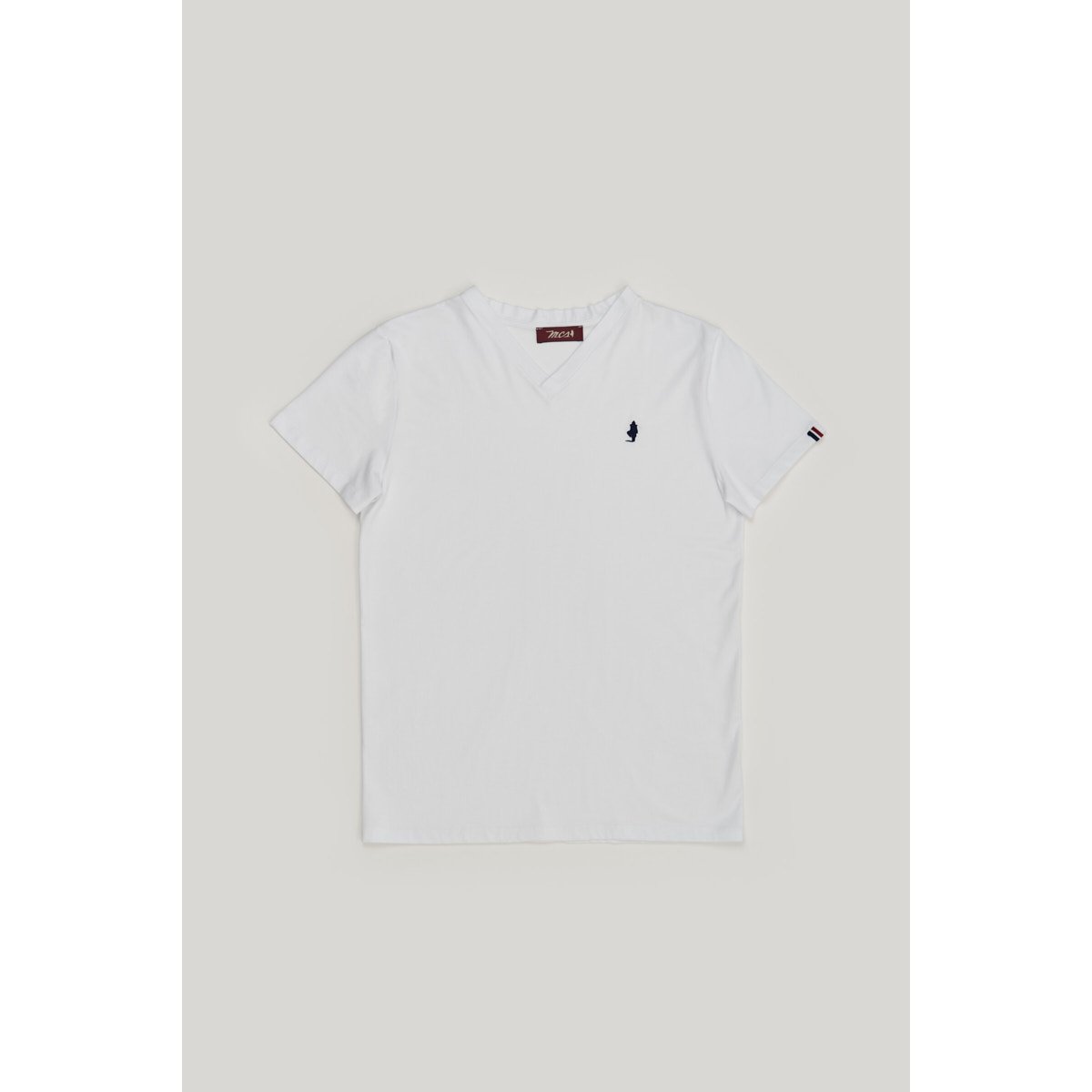 T-shirt basic uni col V blanc, MCS