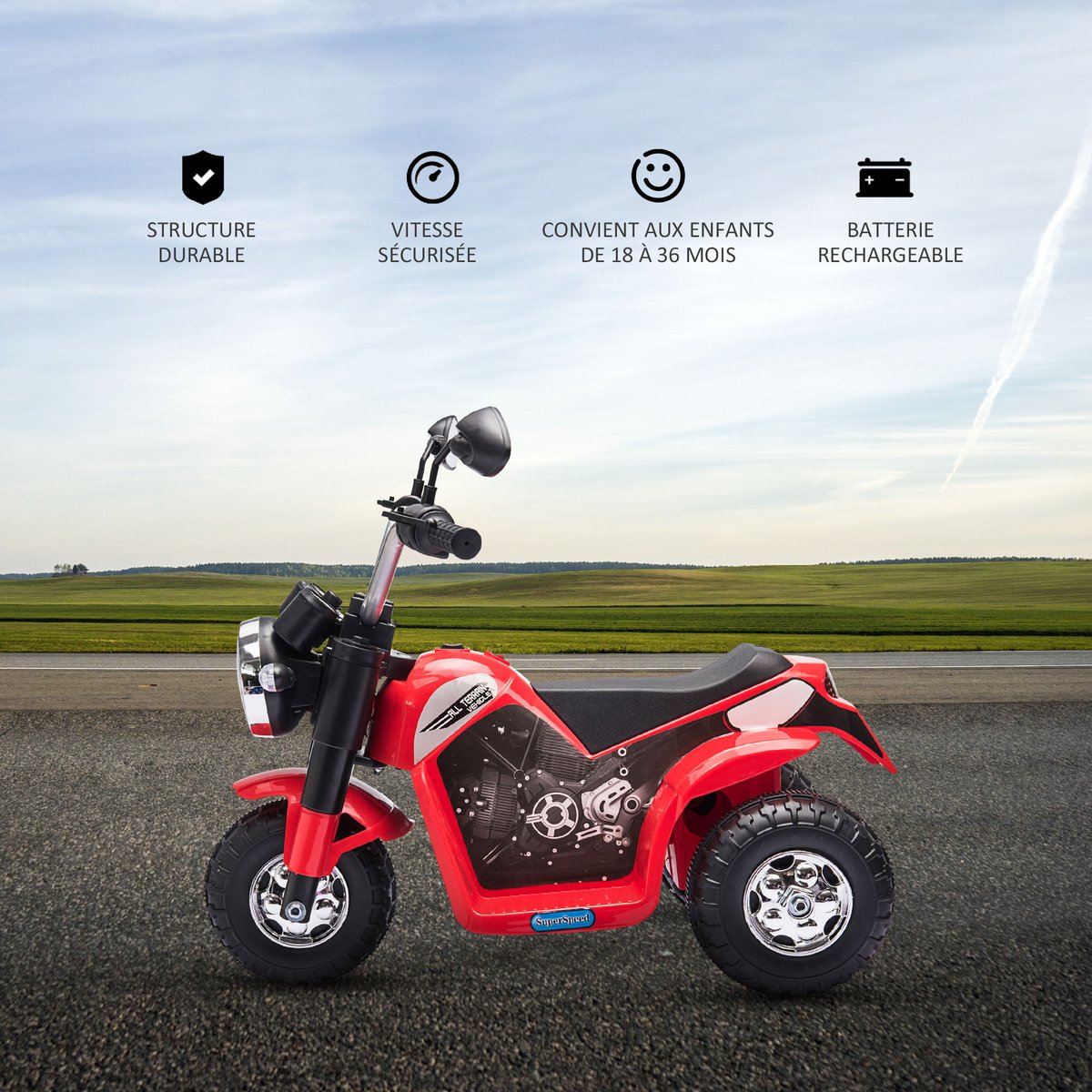 Electric Motocycle PP Rouge rouge, HOMCOM