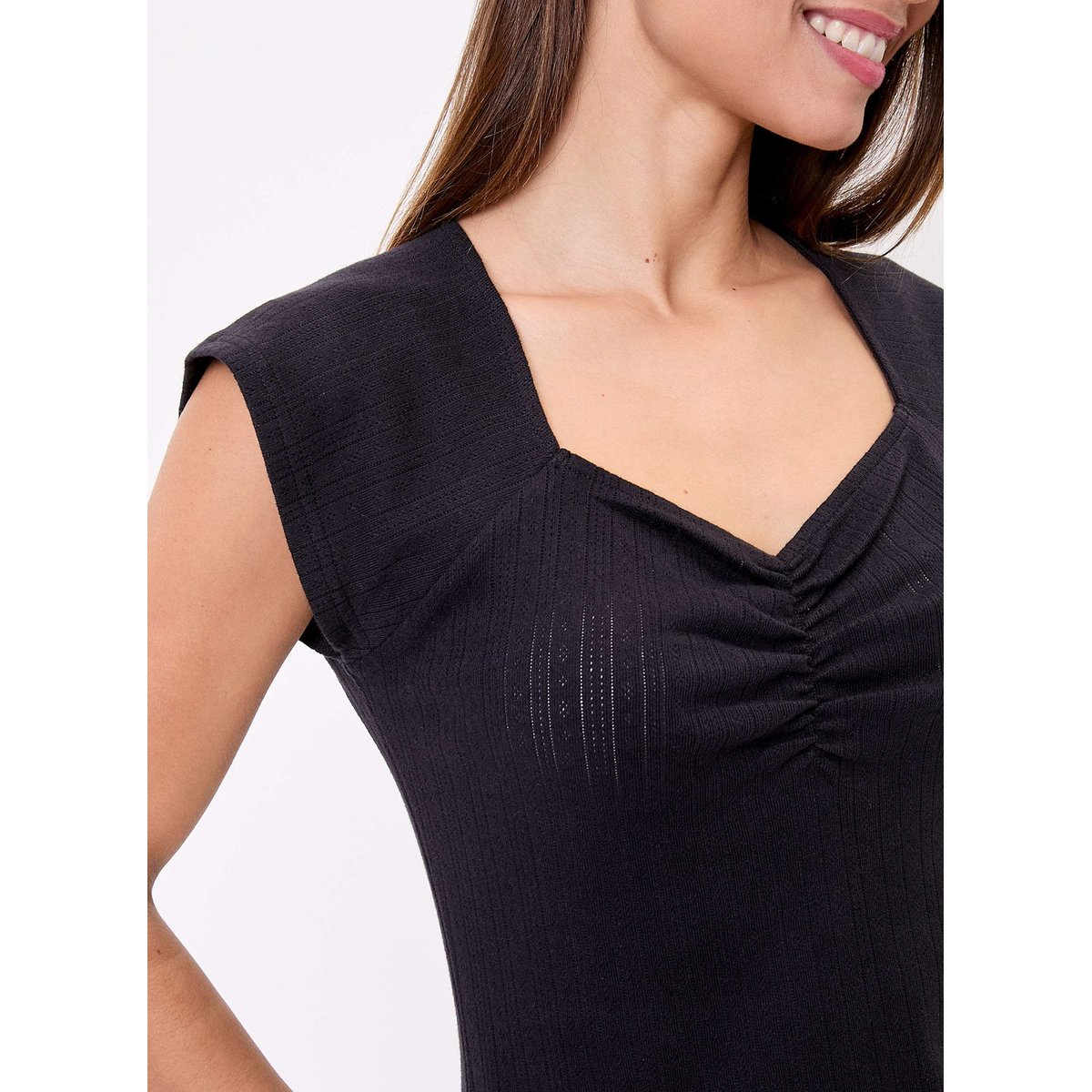 T-shirt col rétro coton bio FELICIE noir felicie, PRINCESSE NOMADE