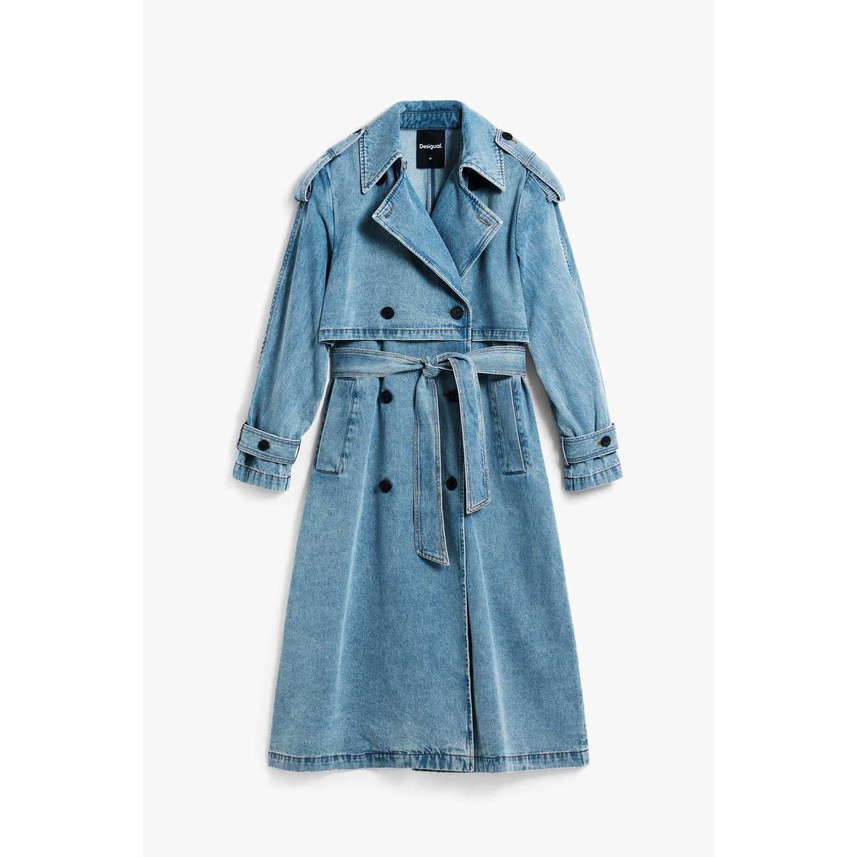 Trench-coat en denim ceinture bleu, DESIGUAL