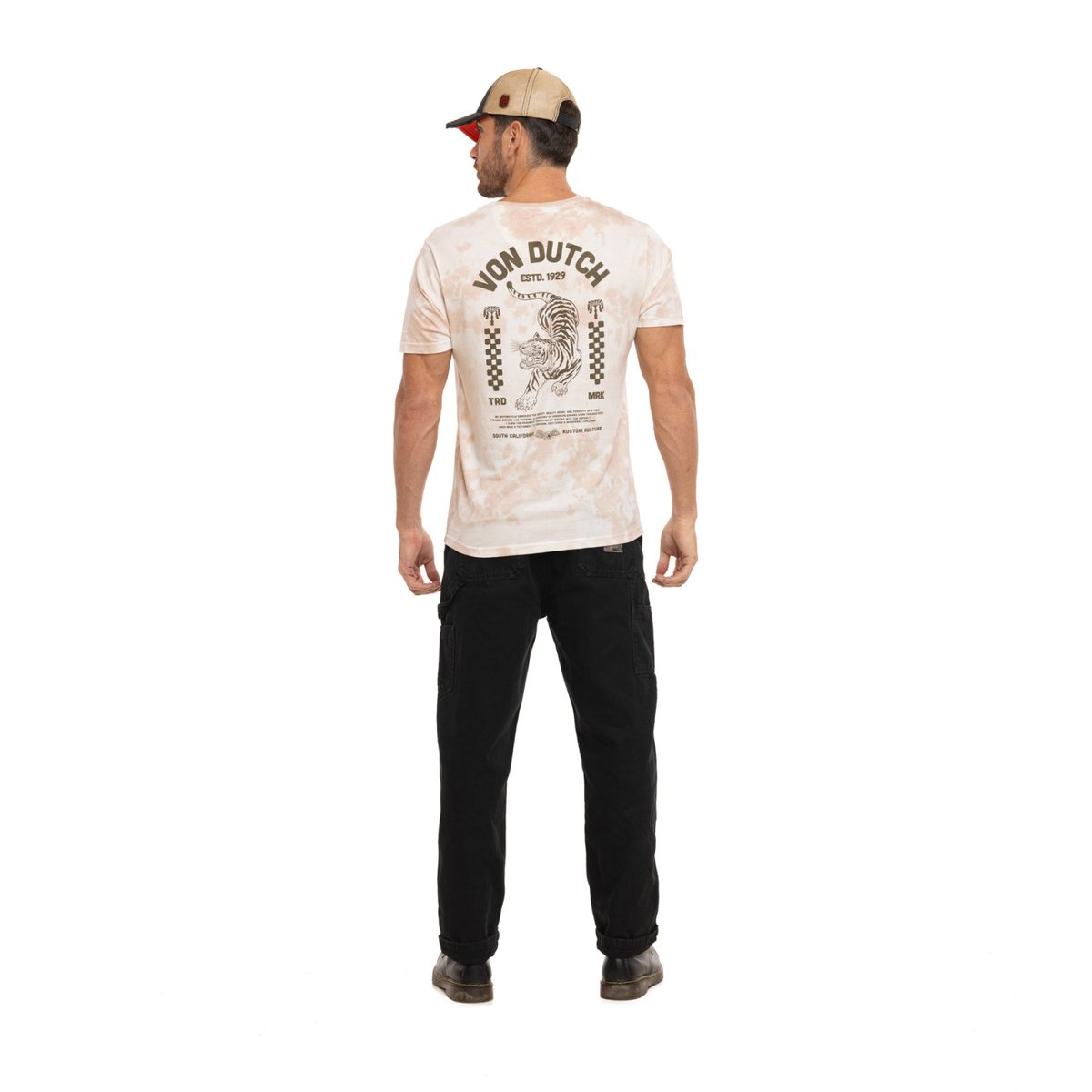 Tee Shirt en coton SOUTH beige/rose pâle/marron, VON DUTCH