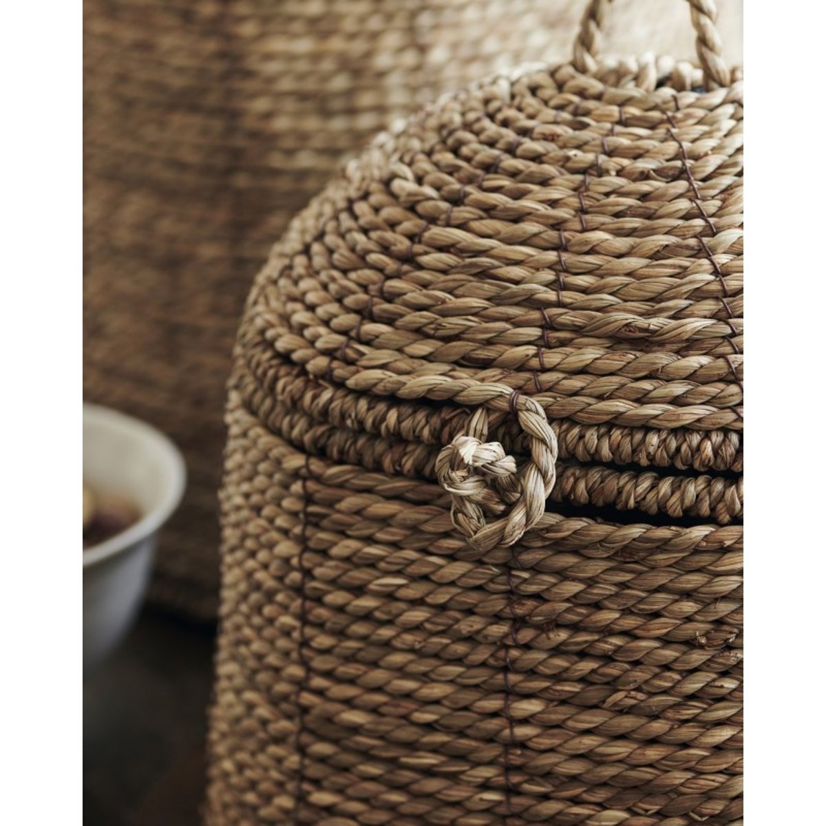 Panier avec couvercle jonc de mer Rama marron clair, HOUSE DOCTOR
