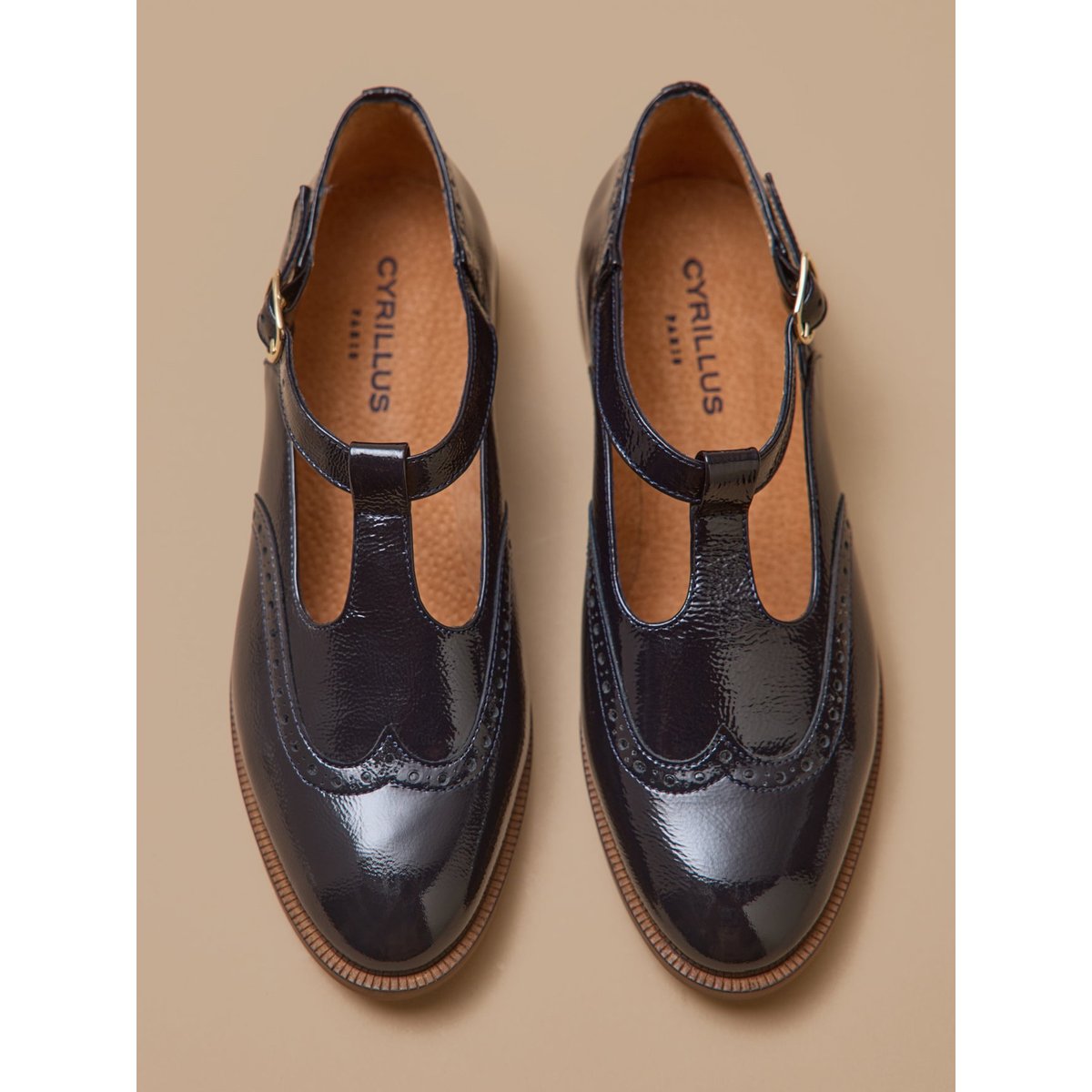 Sandales salomé bout fleuri cuir marine, CYRILLUS