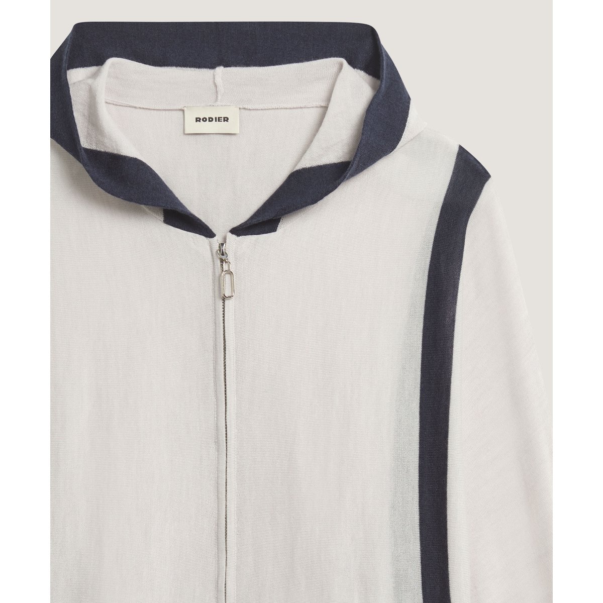 Gilet à capuche en laine mérinos blanc, RODIER